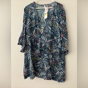 Jantzen Woven Tie-Waist Cover-Up Tunic Dress - Paisley (sz M) A602062